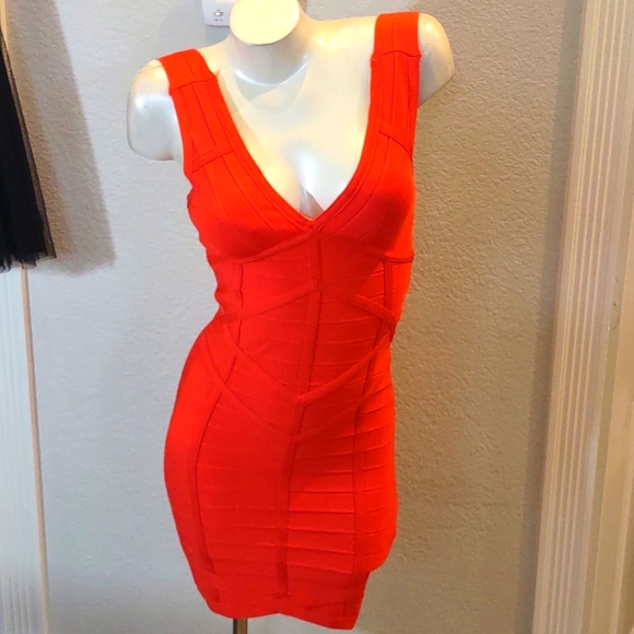 Stretta Dresses & Skirts - Stretta Orange Bandage Dress